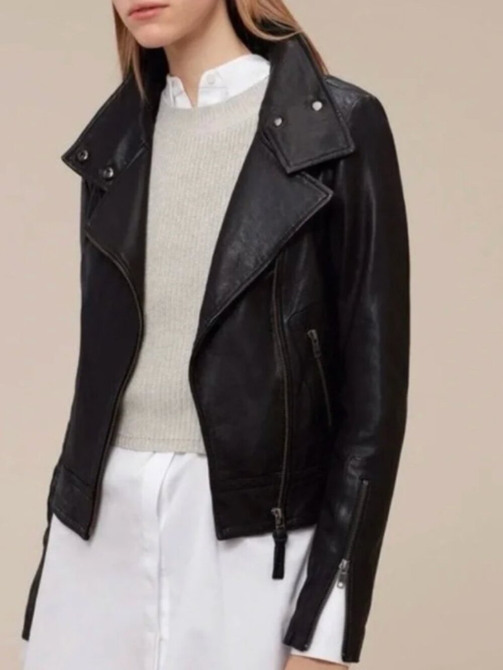 MACKAGE x Aritzia Black Lamb Leather Moto Jacket S